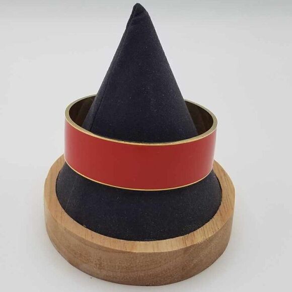 J Crew Red Enamel Brass Bangle Bracelet - Picture 1 of 6